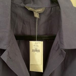 Banana Republic-BUTTON-DOWN MIDI SHIRTDRESS. Navy. Large.